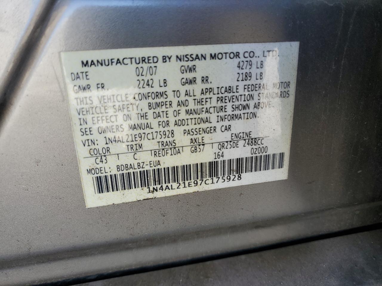 2007 NISSAN ALTIMA