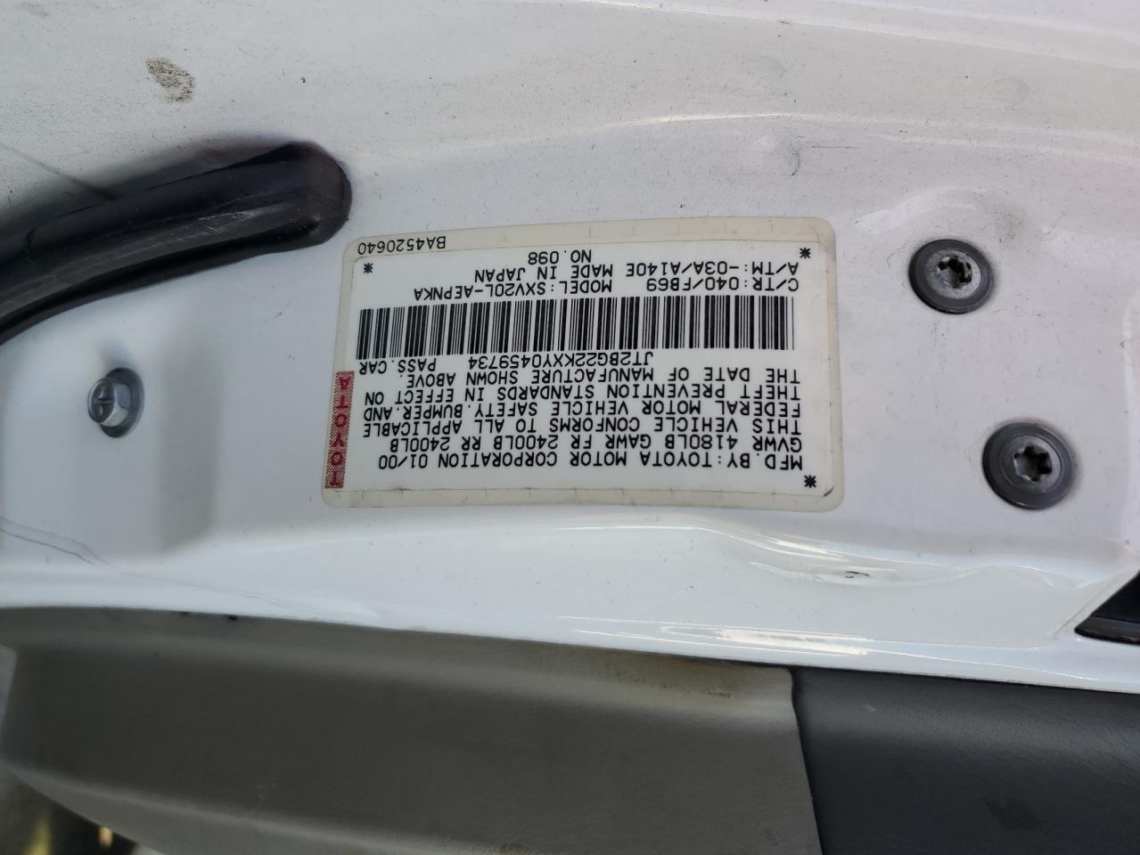 2000 TOYOTA CAMRY