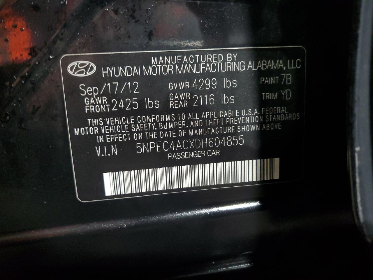 2013 HYUNDAI SONATA
