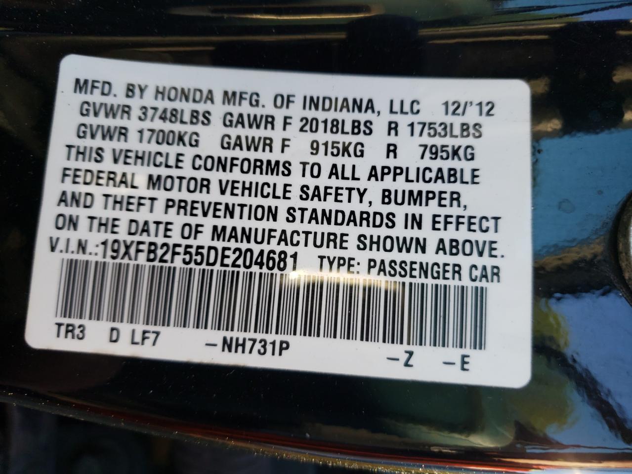 2013 HONDA CIVIC