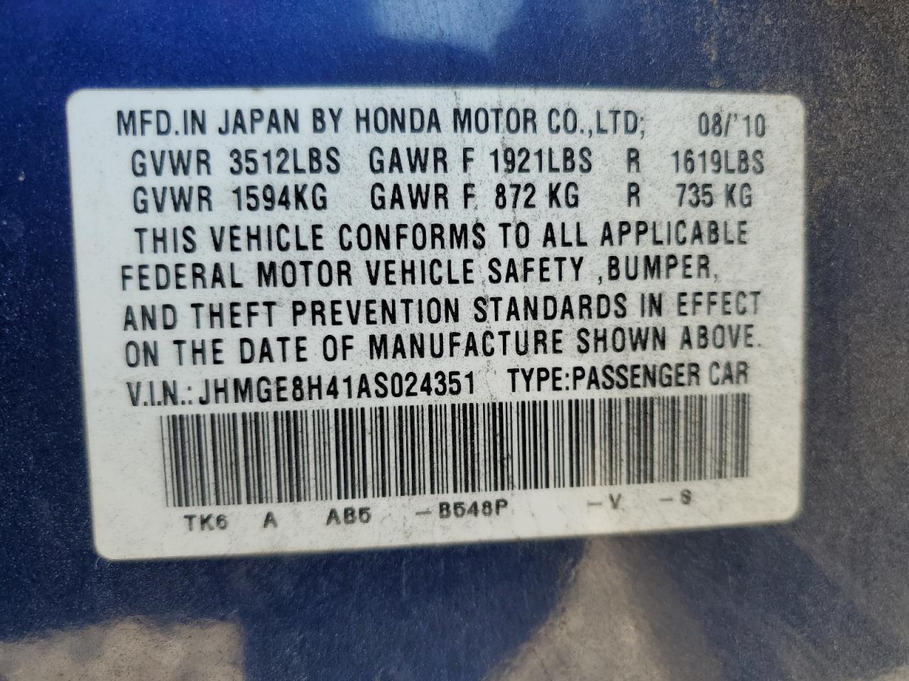 2010 HONDA FIT