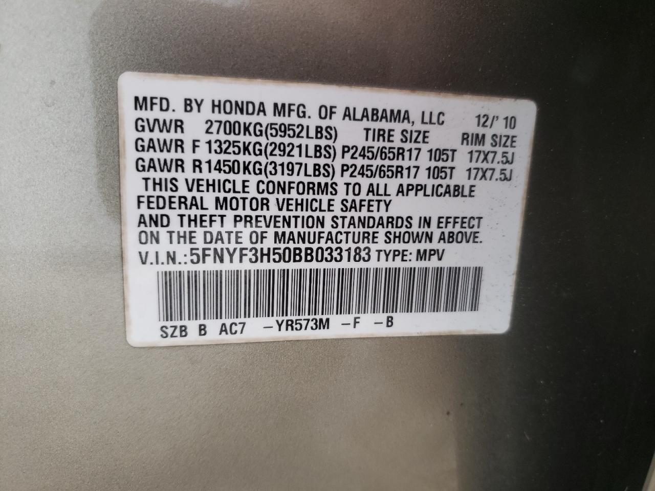 2011 HONDA PILOT