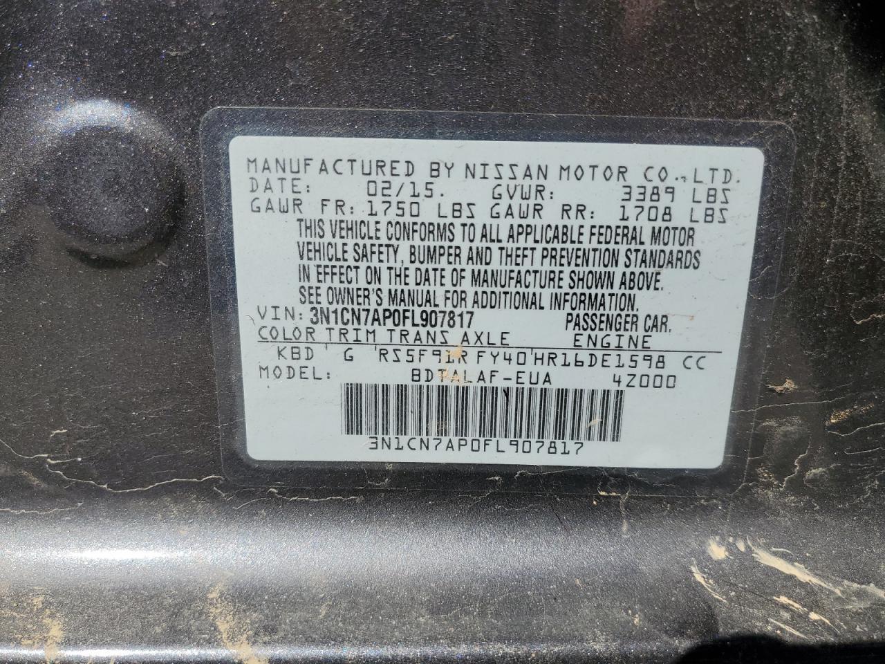 2015 NISSAN VERSA
