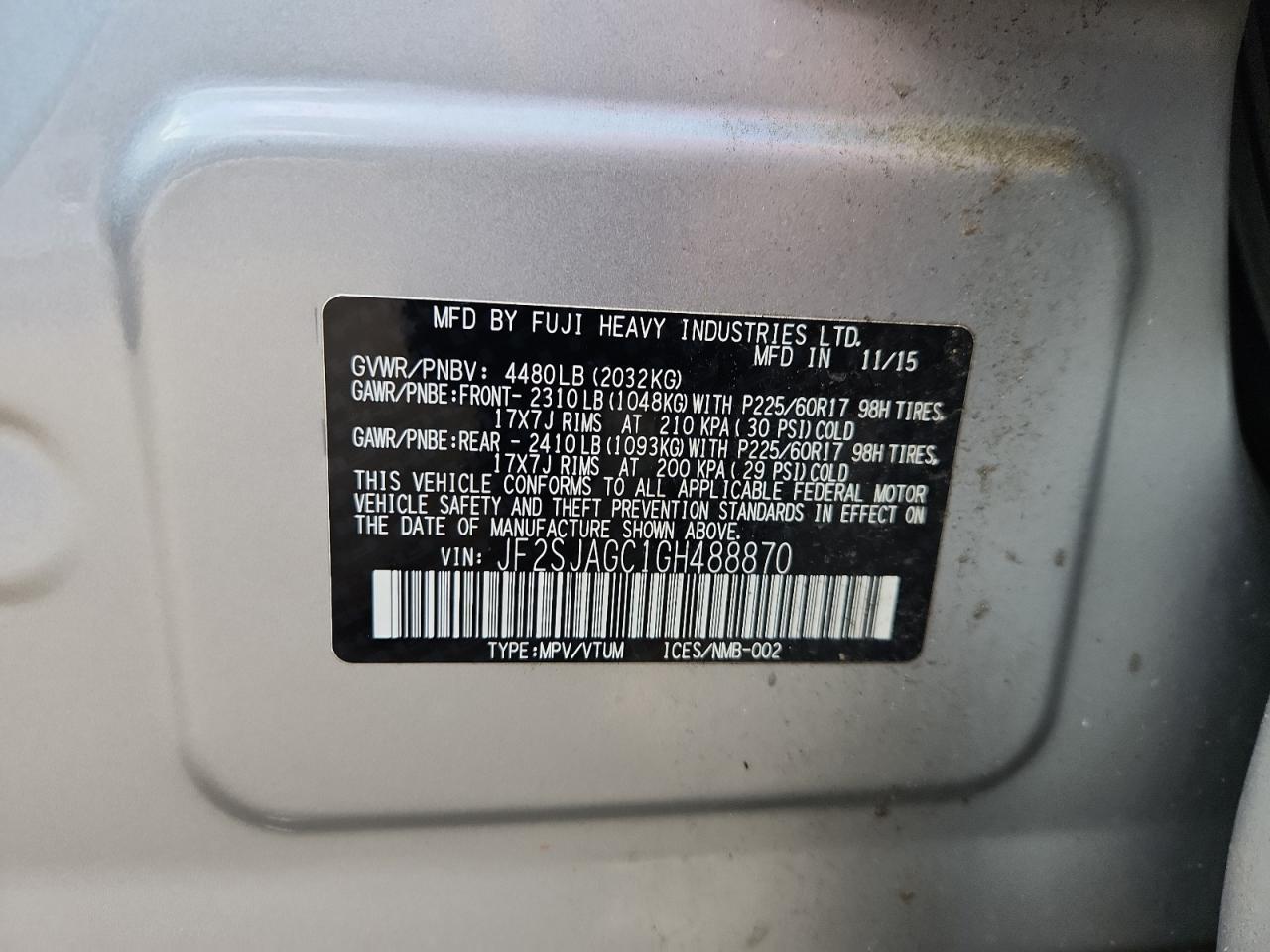 2016 SUBARU FORESTER