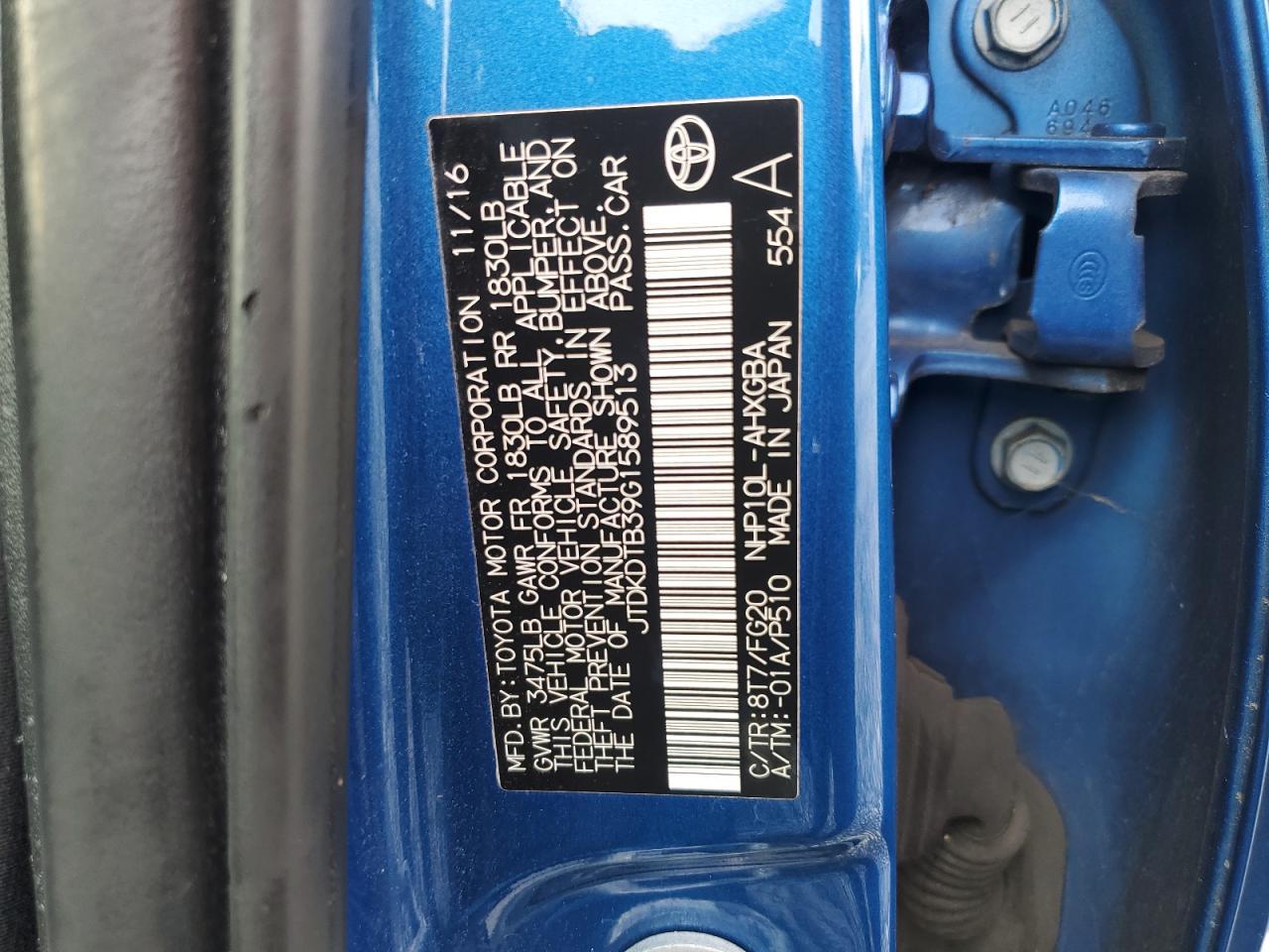 2016 TOYOTA Prius c
