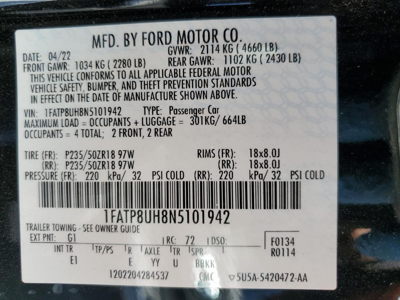 2022 FORD MUSTANG