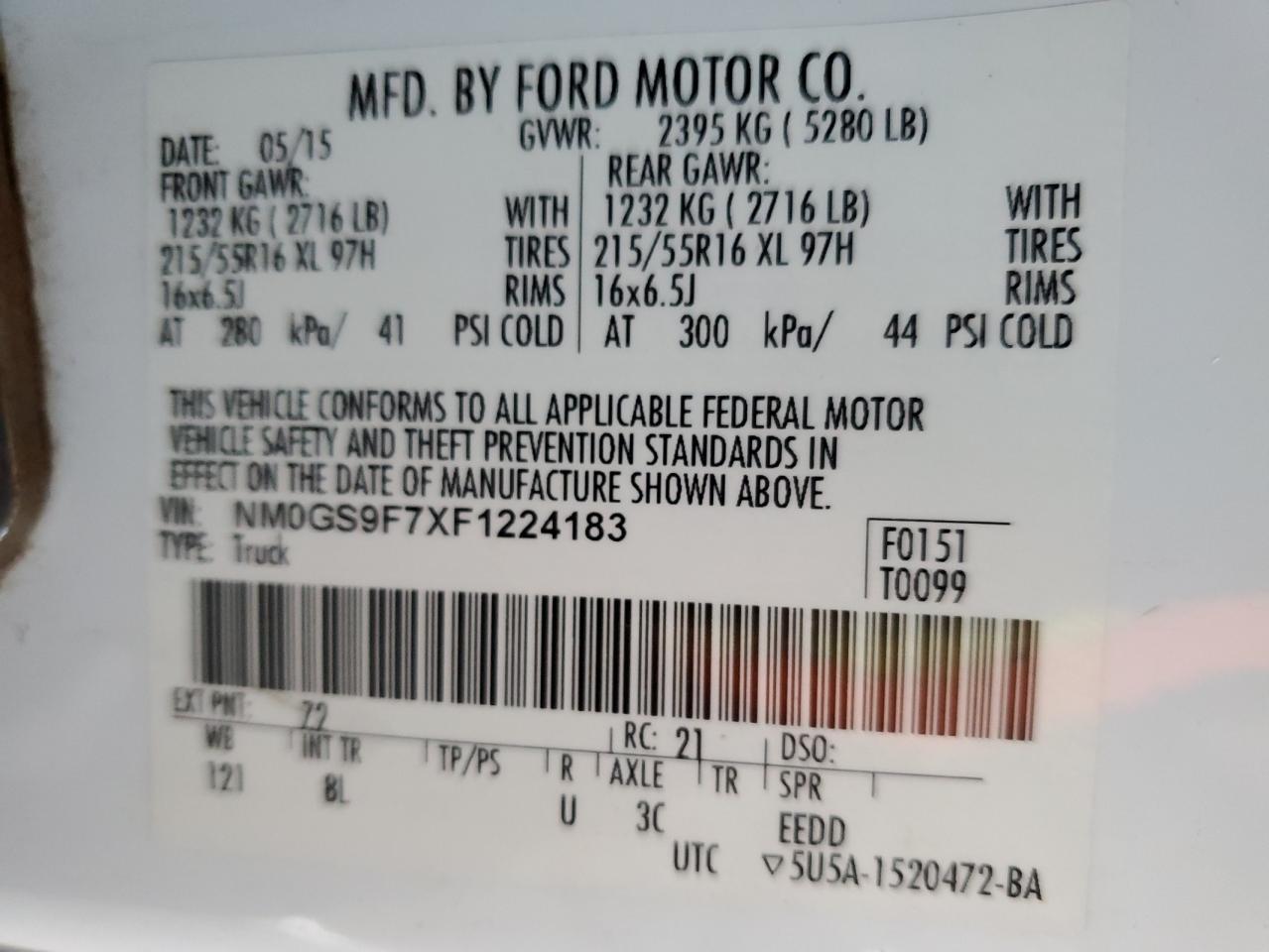 2015 FORD TRANSIT CONNECT