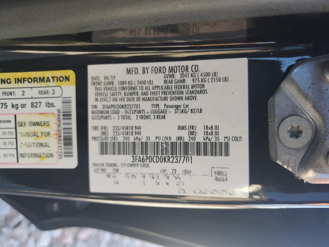 2019 FORD FUSION