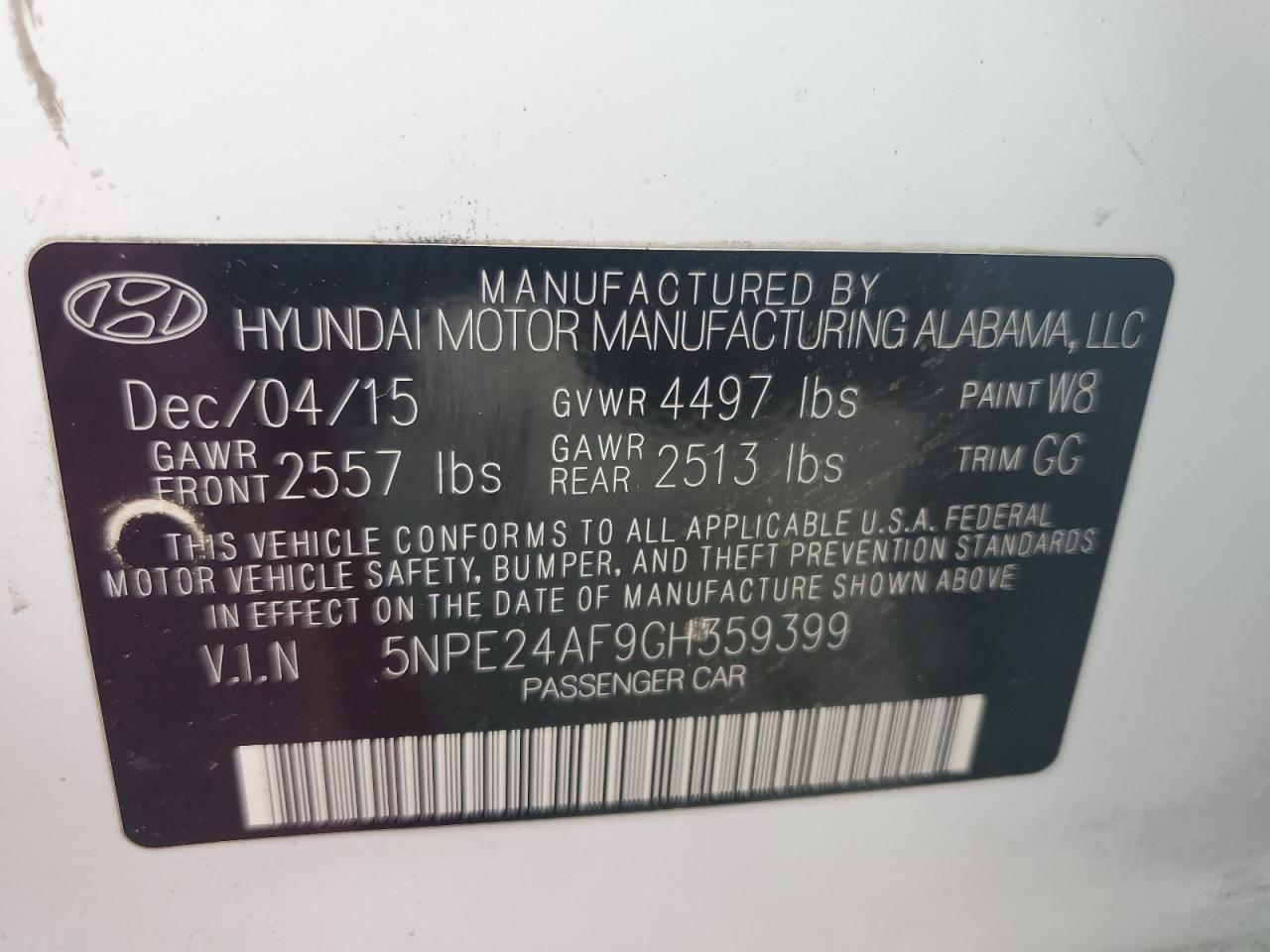 2016 HYUNDAI SONATA