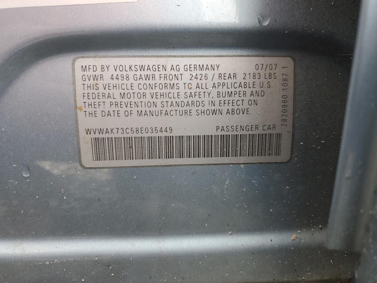 2008 VOLKSWAGEN Passat