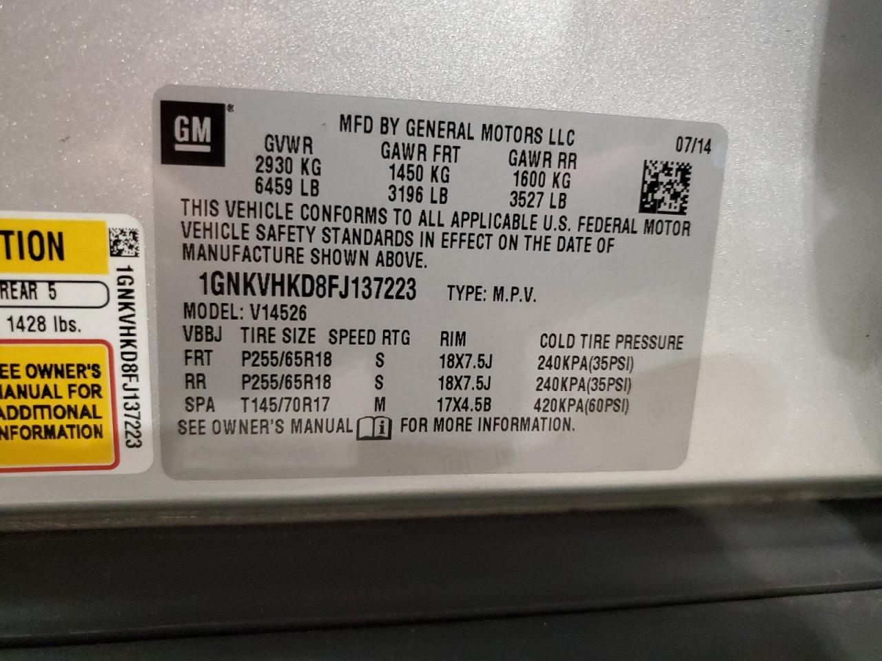 2015 CHEVROLET TRAVERSE