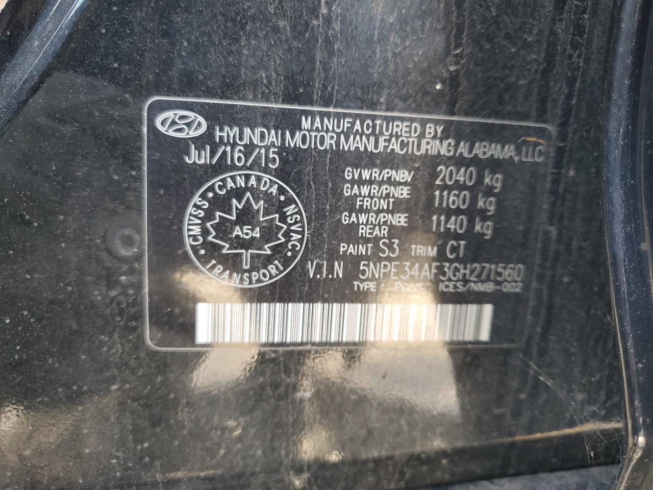 2016 HYUNDAI SONATA
