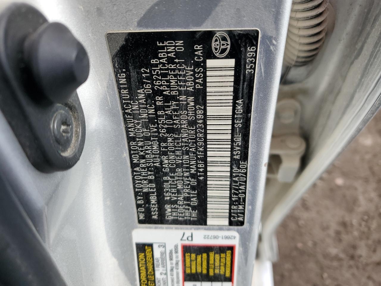 2012 TOYOTA CAMRY