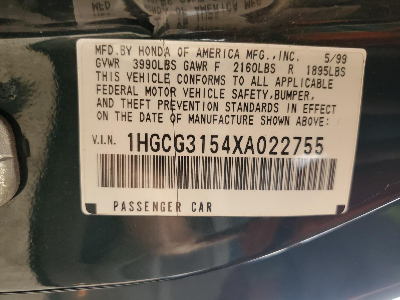 1999 HONDA ACCORD