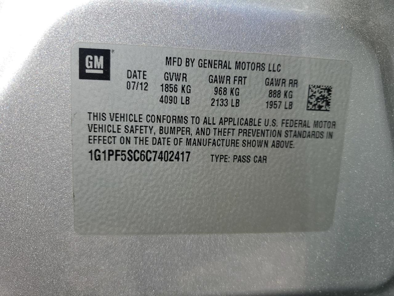 2012 CHEVROLET CRUZE