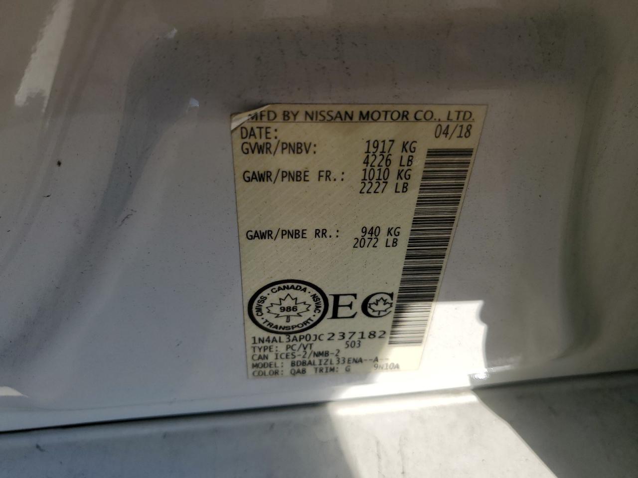2018 NISSAN ALTIMA