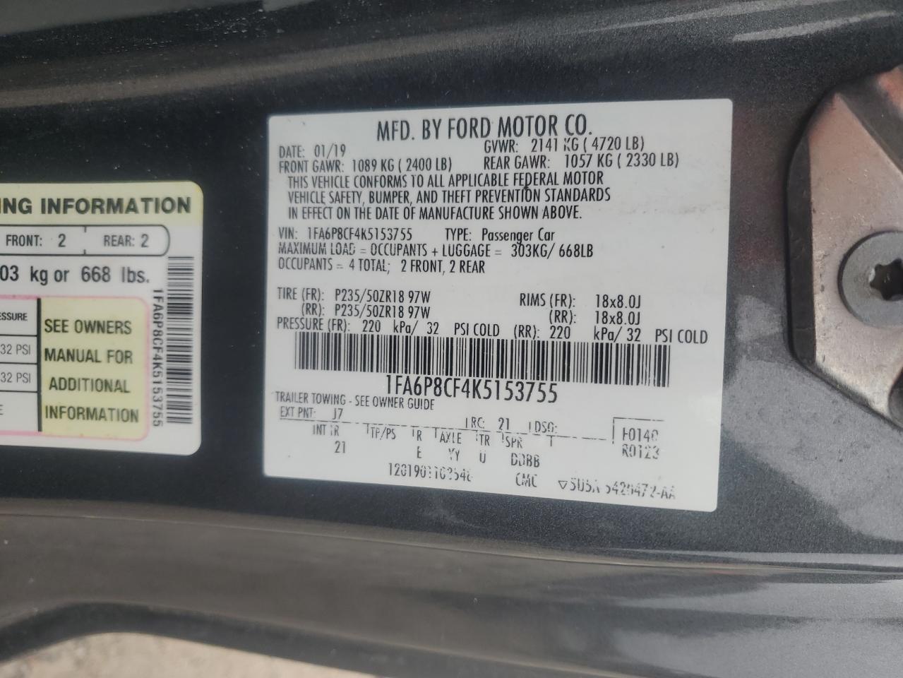 2019 FORD MUSTANG