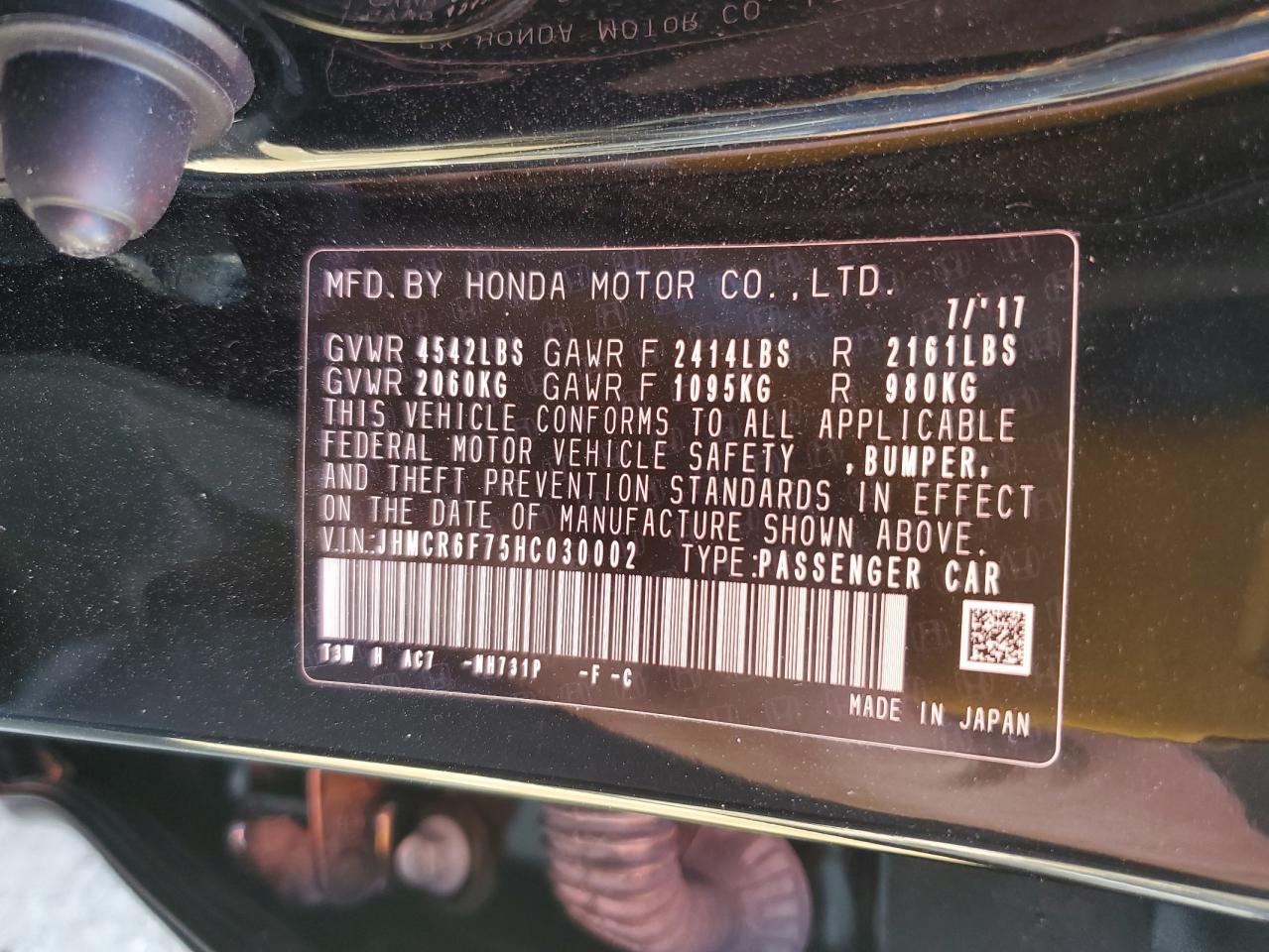2017 HONDA ACCORD