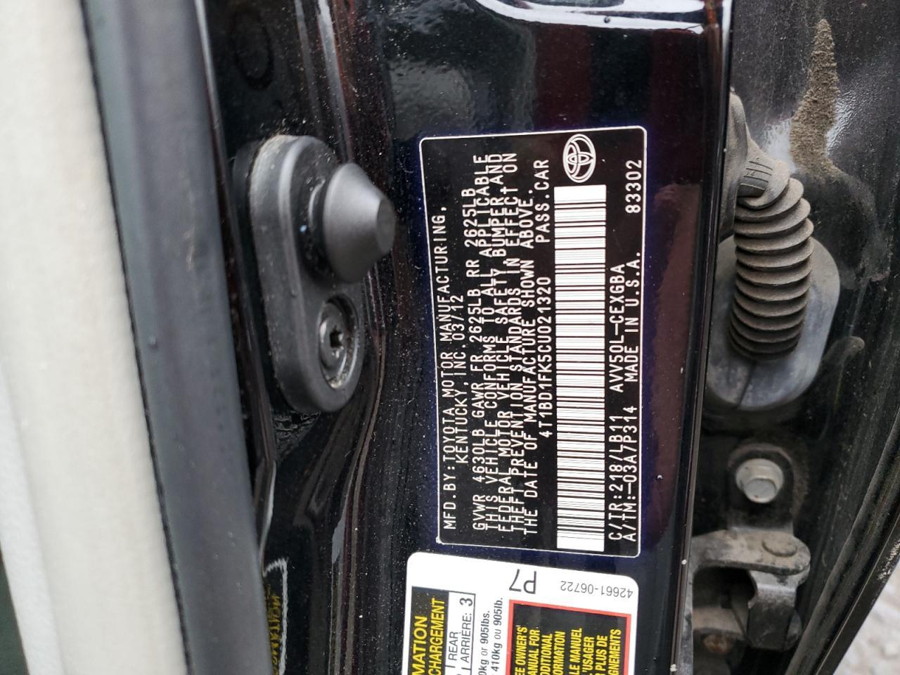 2012 TOYOTA CAMRY