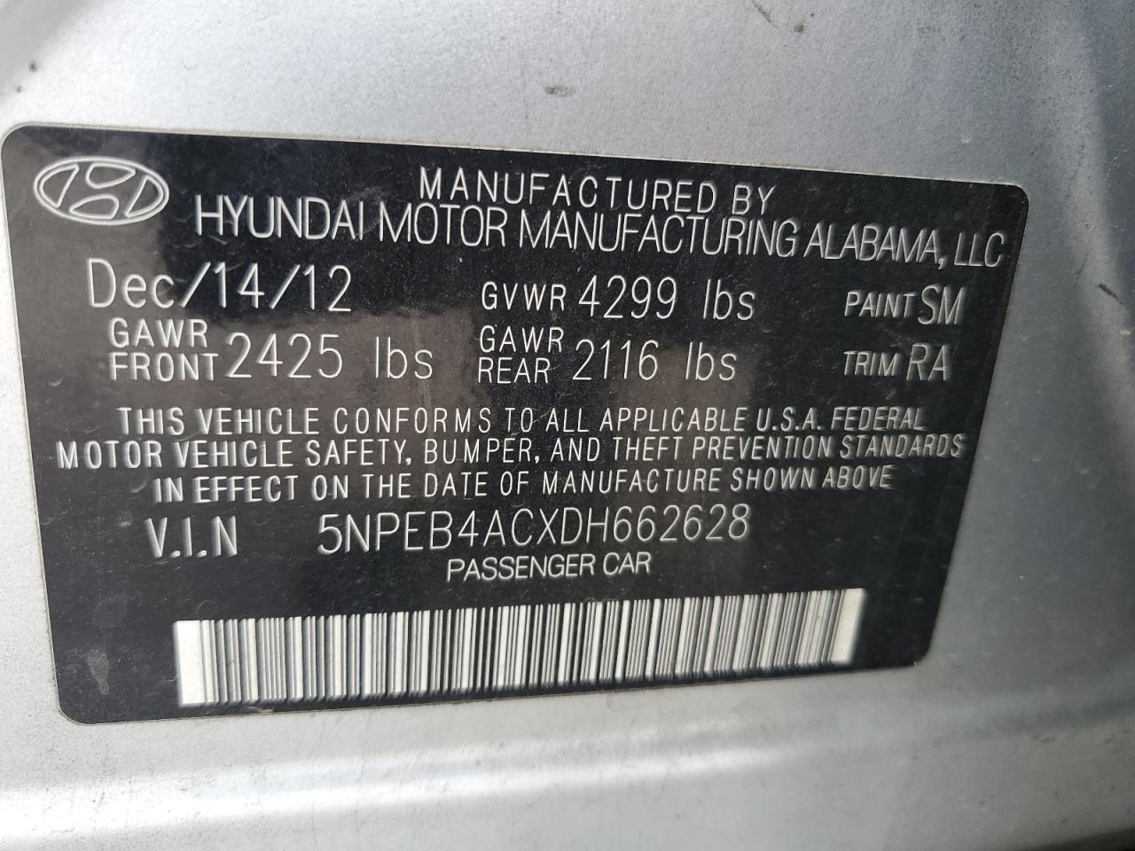 2013 HYUNDAI SONATA