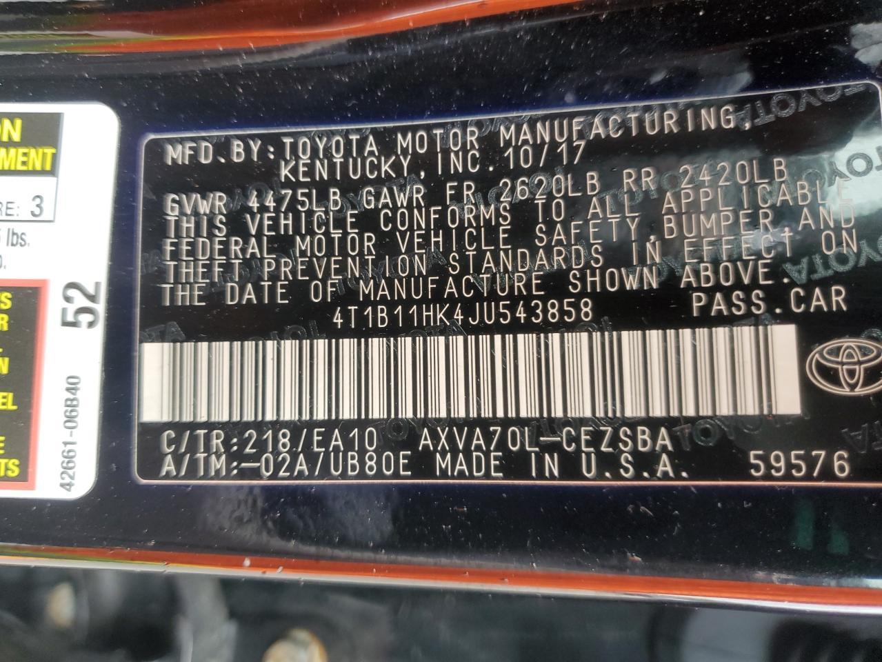 2018 TOYOTA CAMRY