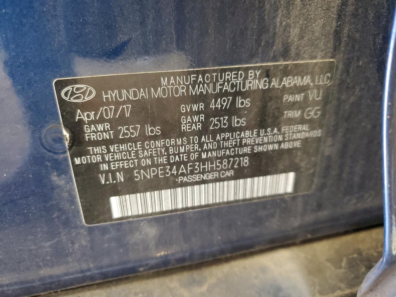 2017 HYUNDAI SONATA