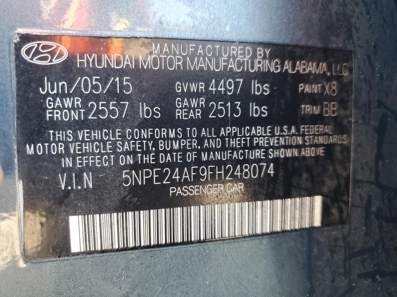 2015 HYUNDAI SONATA