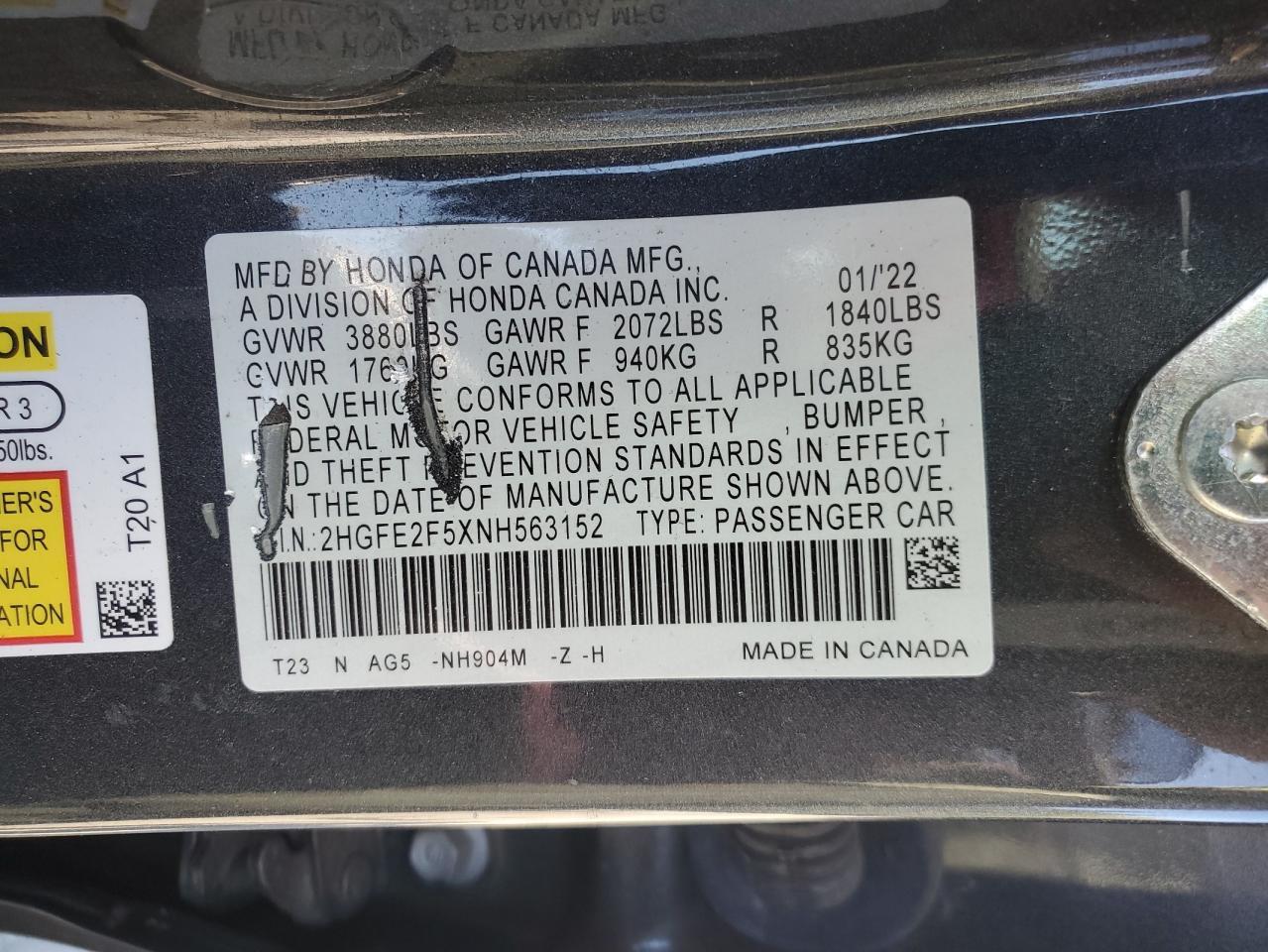 2022 HONDA CIVIC