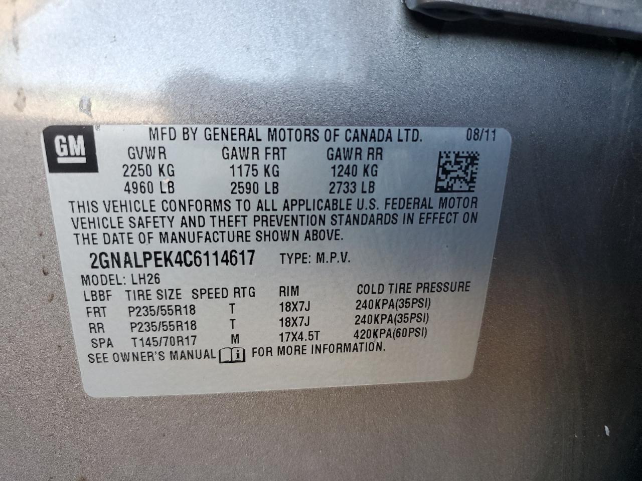 2012 CHEVROLET EQUINOX