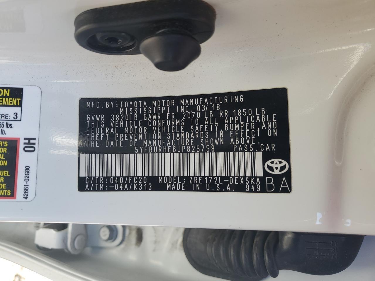 2018 TOYOTA COROLLA