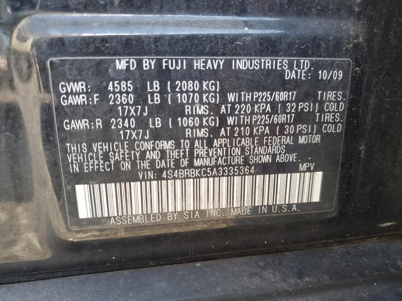 2010 SUBARU Outback