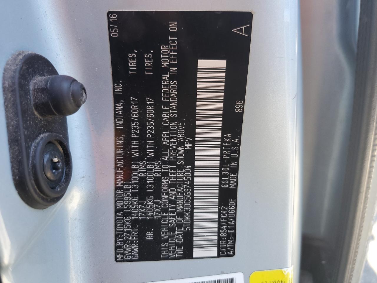 2016 TOYOTA SIENNA