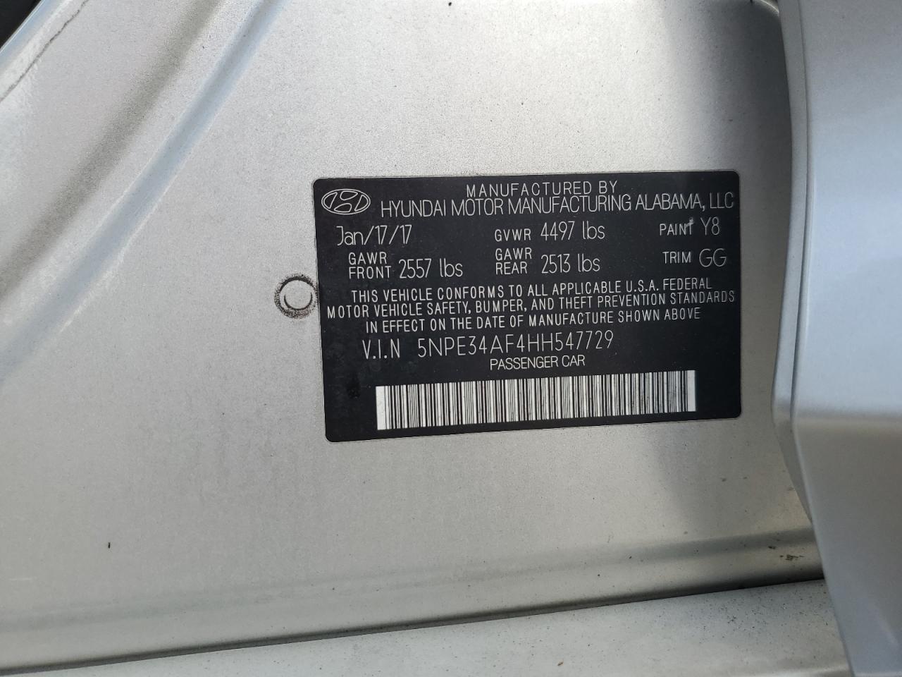 2017 HYUNDAI SONATA