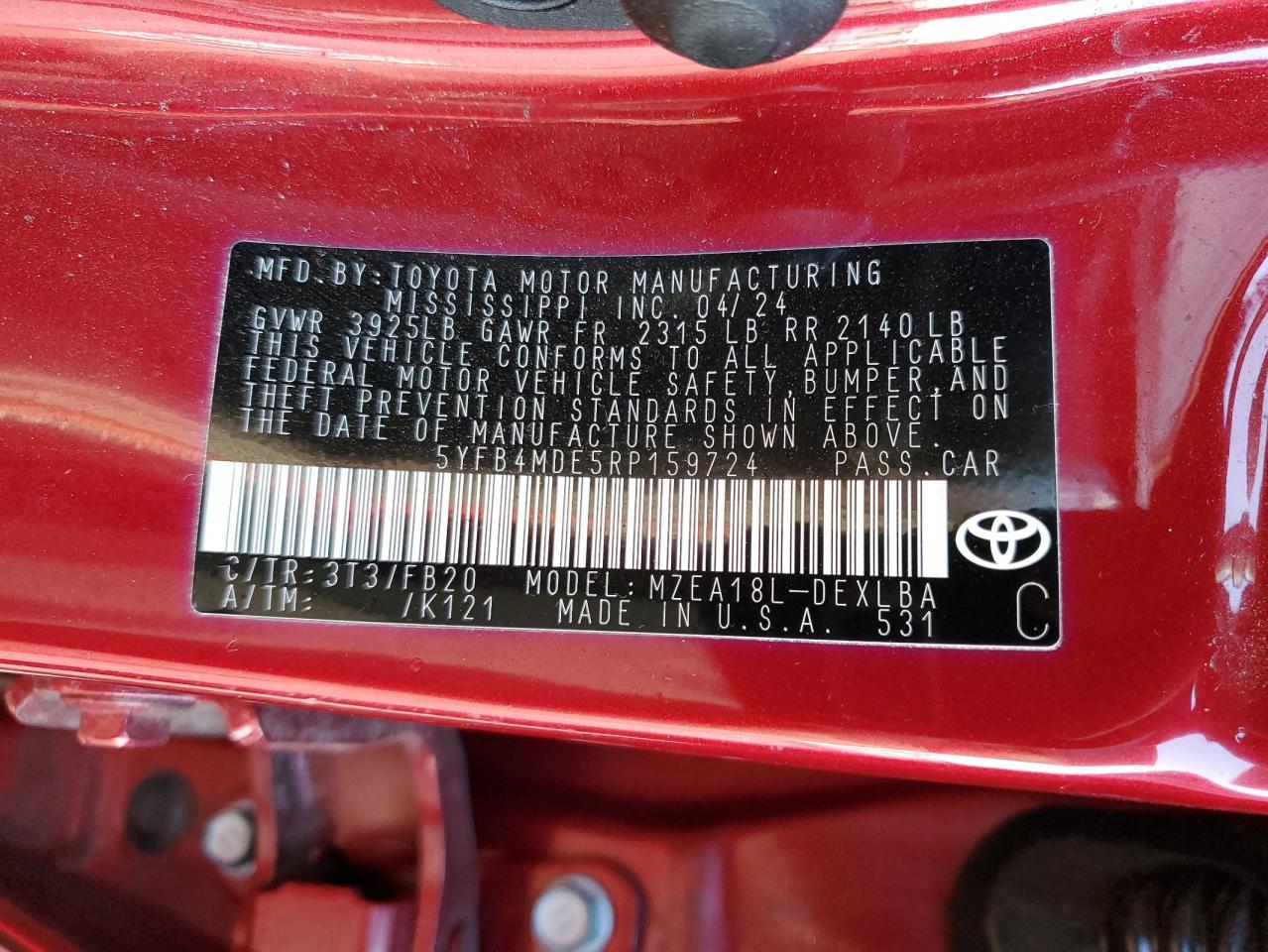 2024 TOYOTA COROLLA