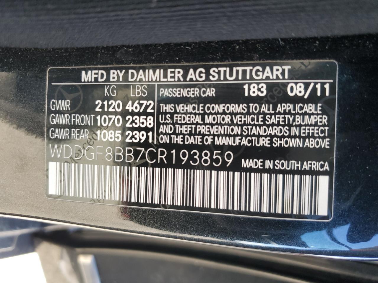 2012 MERCEDES-BENZ C-CLASS