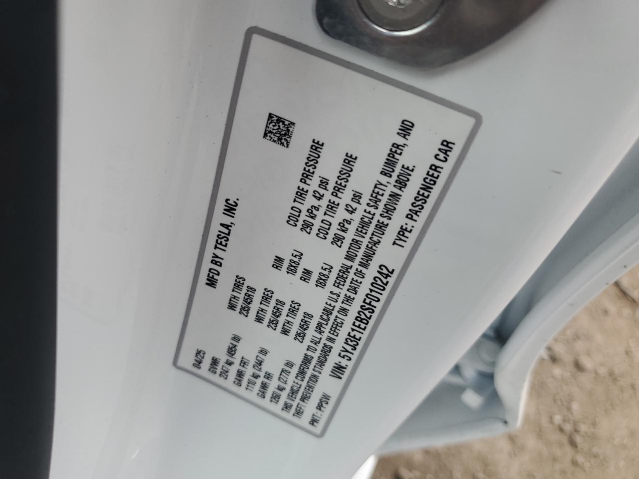 2025 TESLA MODEL 3