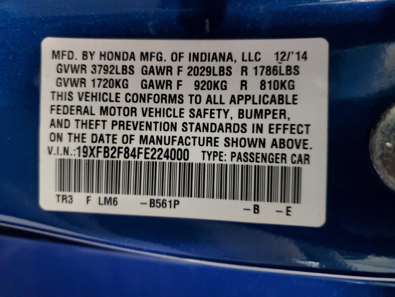 2015 HONDA CIVIC
