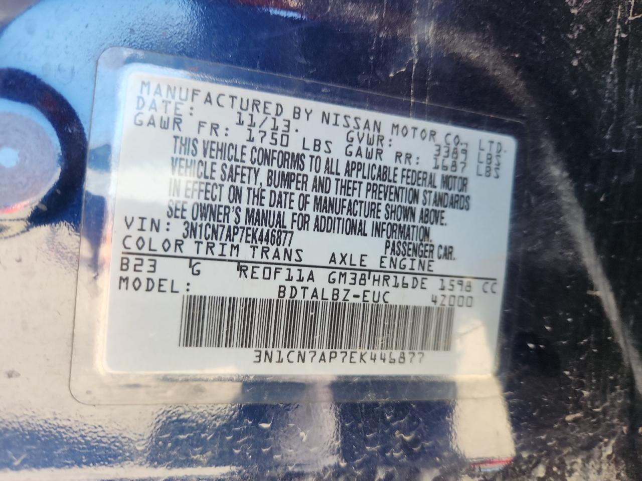 2014 NISSAN VERSA