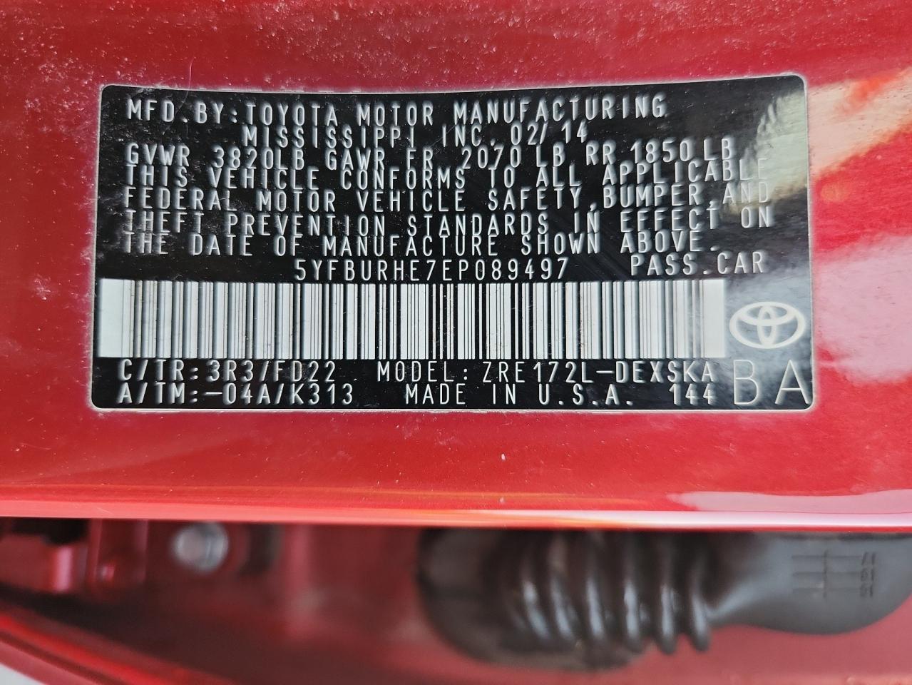 2014 TOYOTA COROLLA