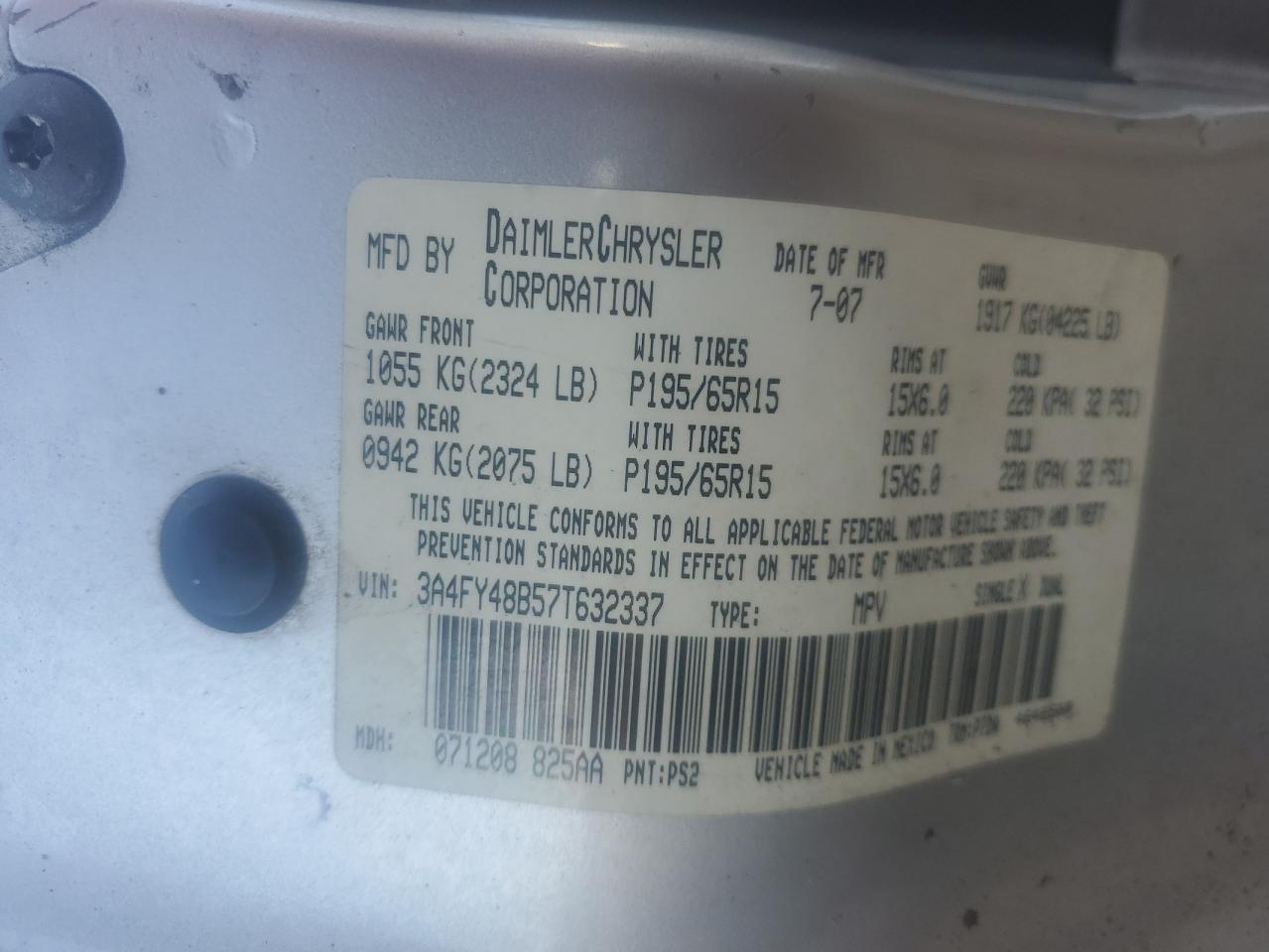 2007 CHRYSLER PT CRUISER