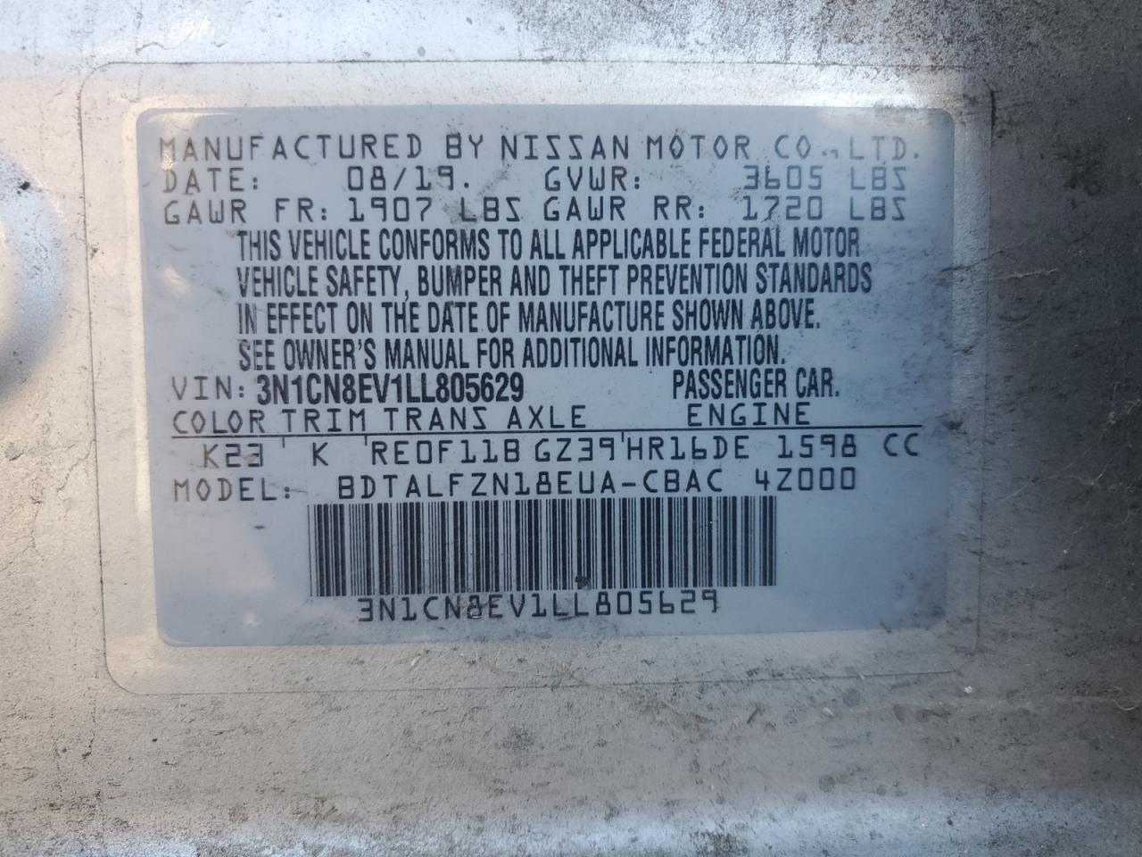 2020 NISSAN VERSA