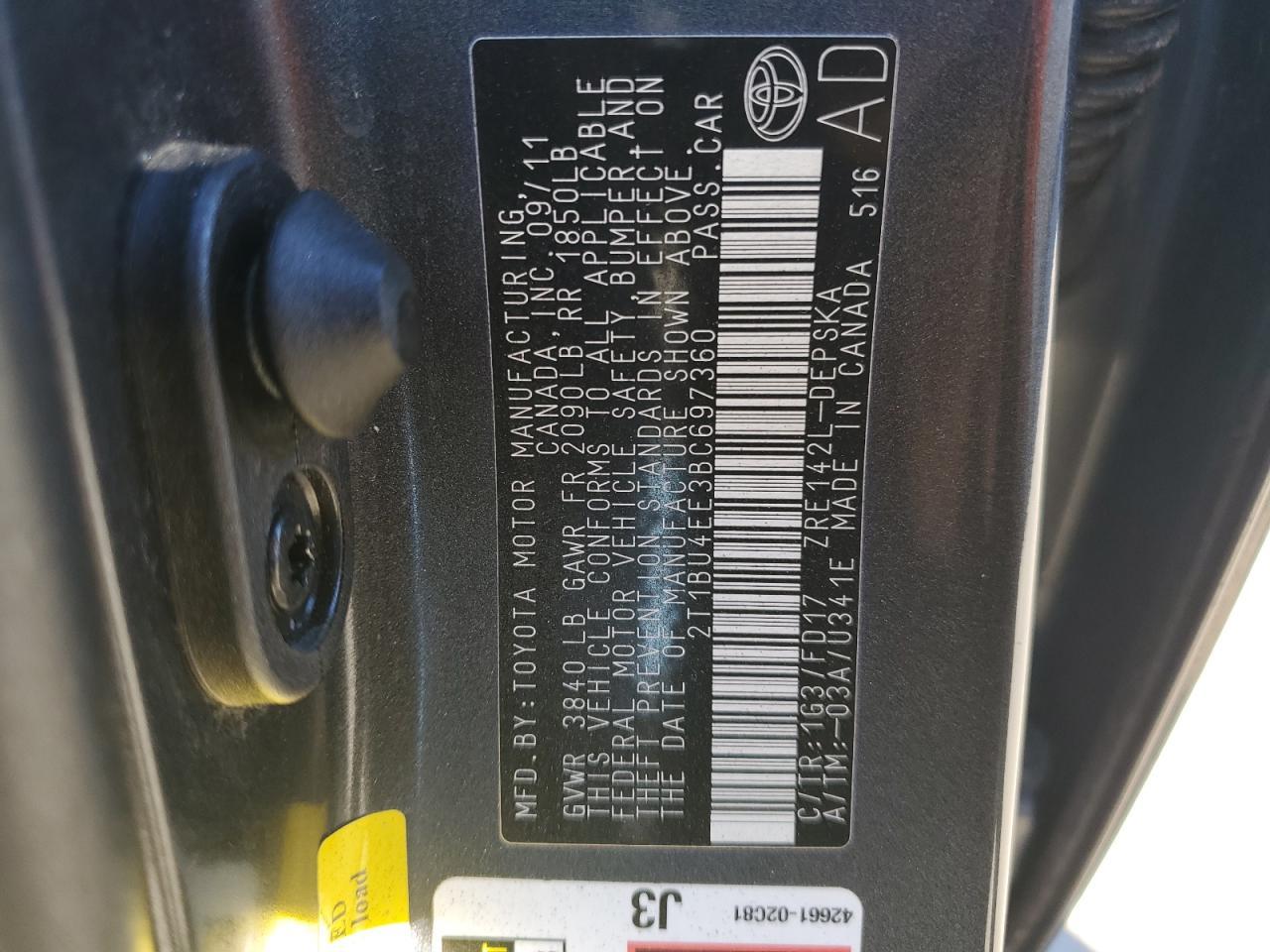 2011 TOYOTA COROLLA