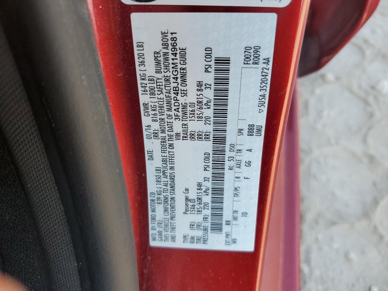 2016 FORD Fiesta