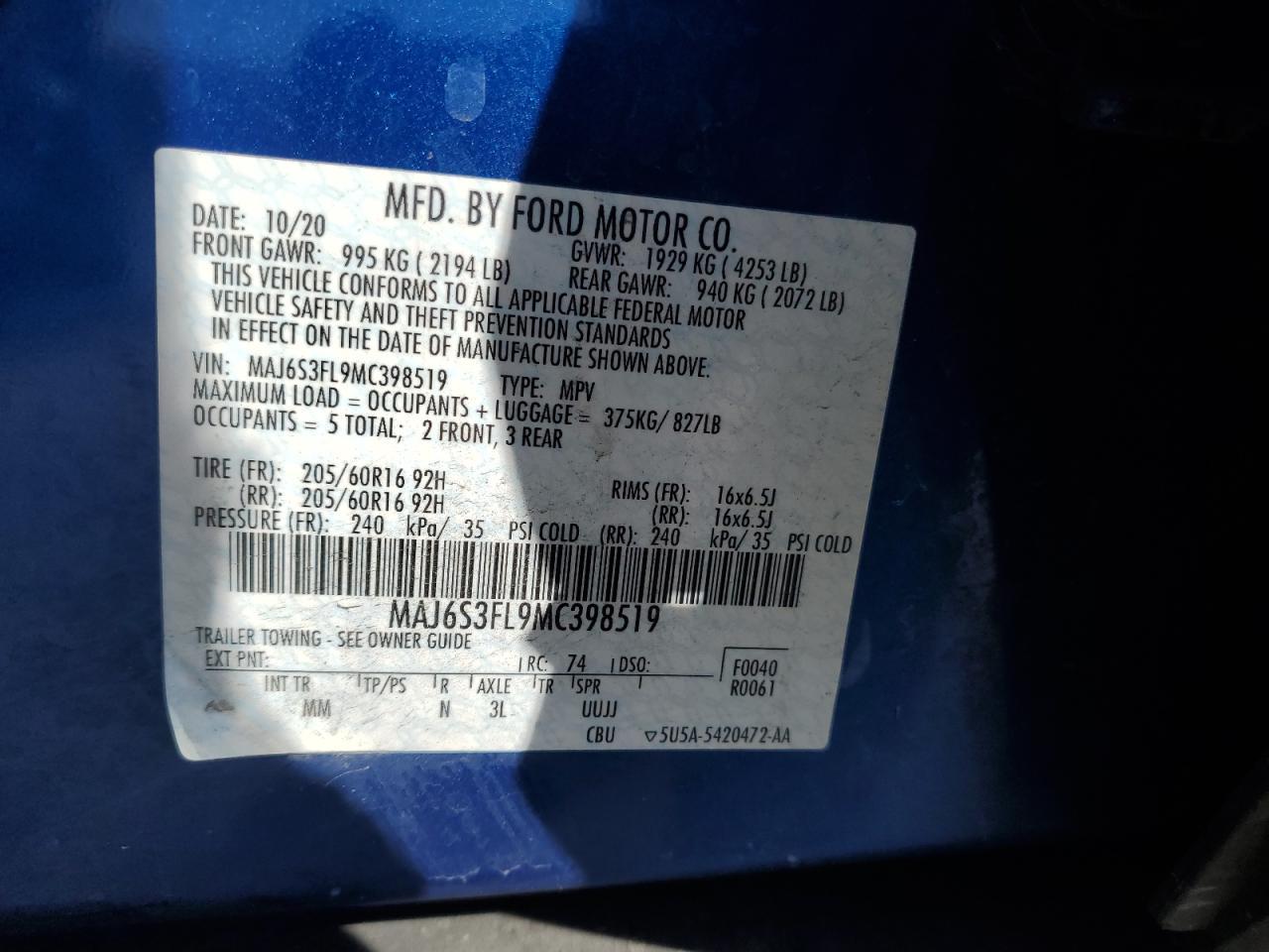 2021 FORD EcoSport