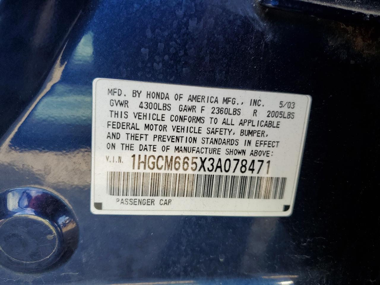 2003 HONDA ACCORD