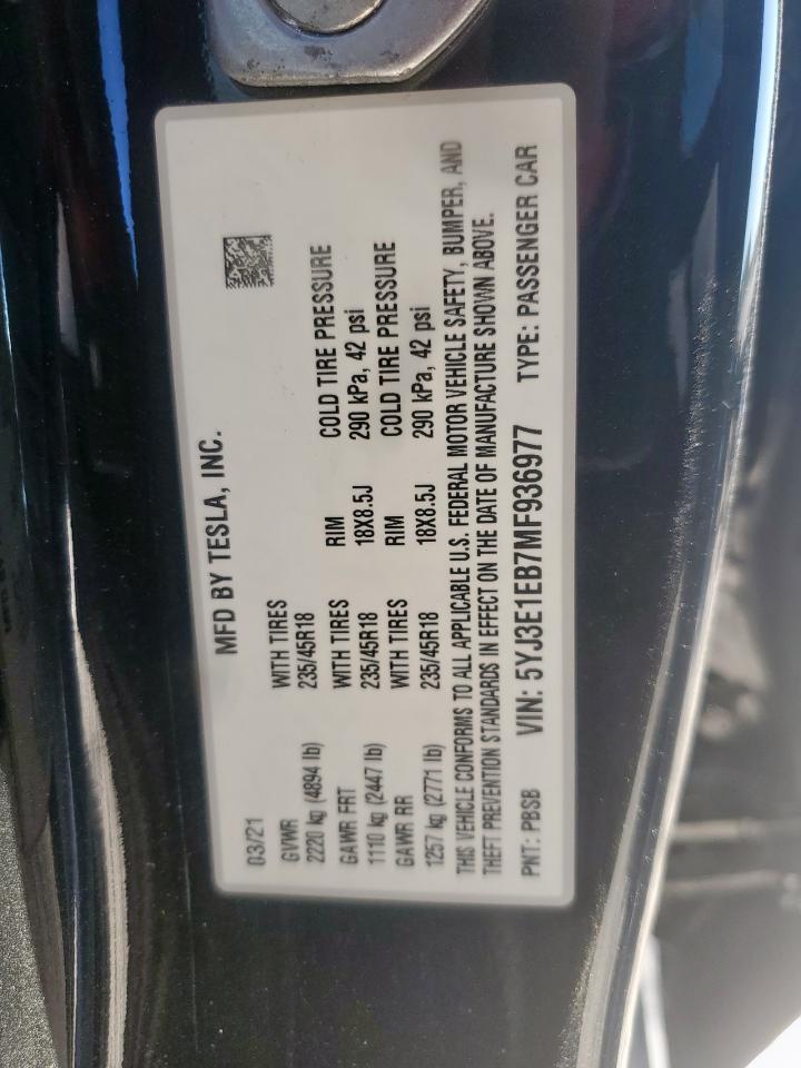 2021 TESLA MODEL 3