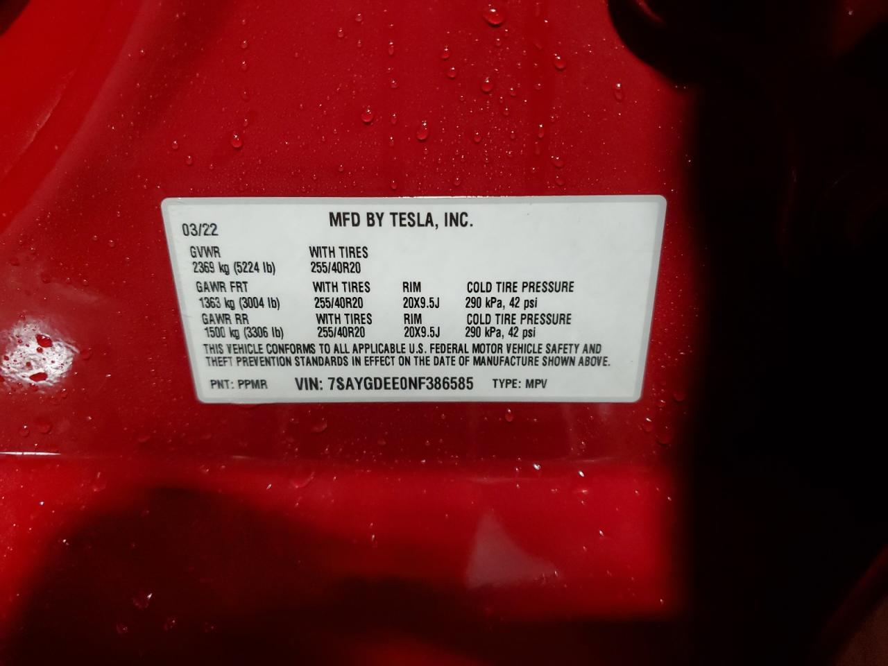 2022 TESLA MODEL Y