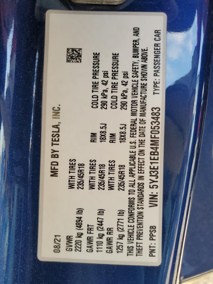 2021 TESLA MODEL 3