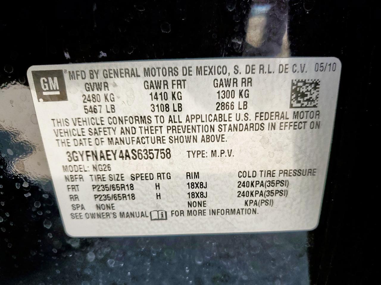 2010 CADILLAC SRX