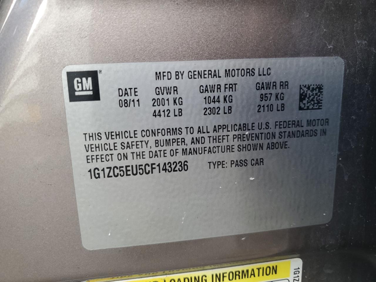 2012 CHEVROLET MALIBU